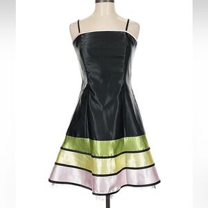 VTG Gunne Sax Dress in Black Green & Pink stripes tulle lined skirt  fairycore